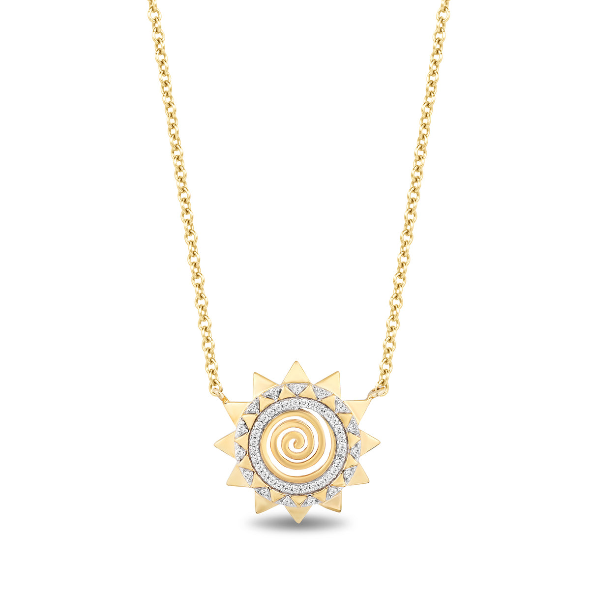 Disney Moana Inspired Diamond Necklace Pendant in 14K Yellow Gold over Sterling Silver 1 10 CTTW Enchanted Disney Fine Jewelry