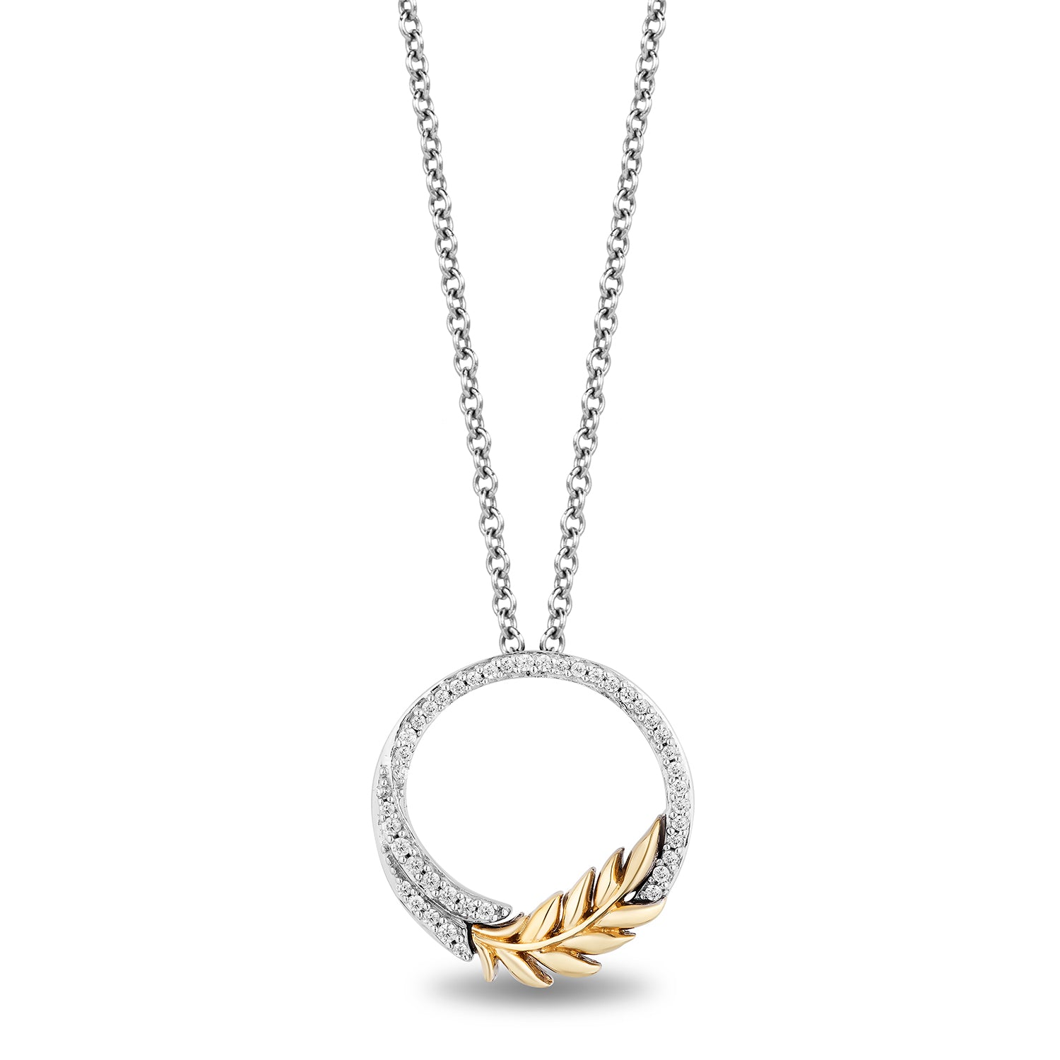 Disney Anna Inspired Diamond Necklace Pendant in Sterling Silver and 10K Yellow Gold 1/10 CTTW View 1