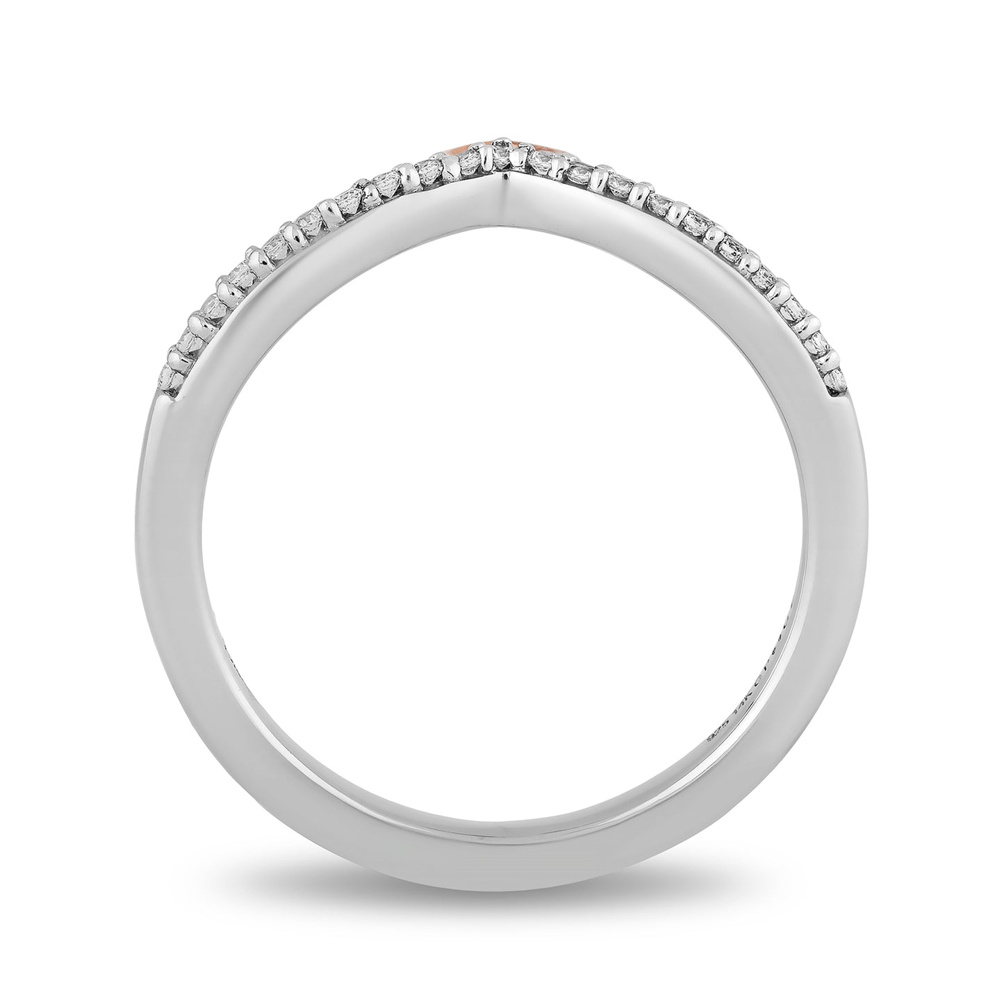 Enchanted Disney Fine Jewelry Sterling Silver and 10K Rose Gold with 1/10 CTTW Diamond Aurora Tiara Ring
