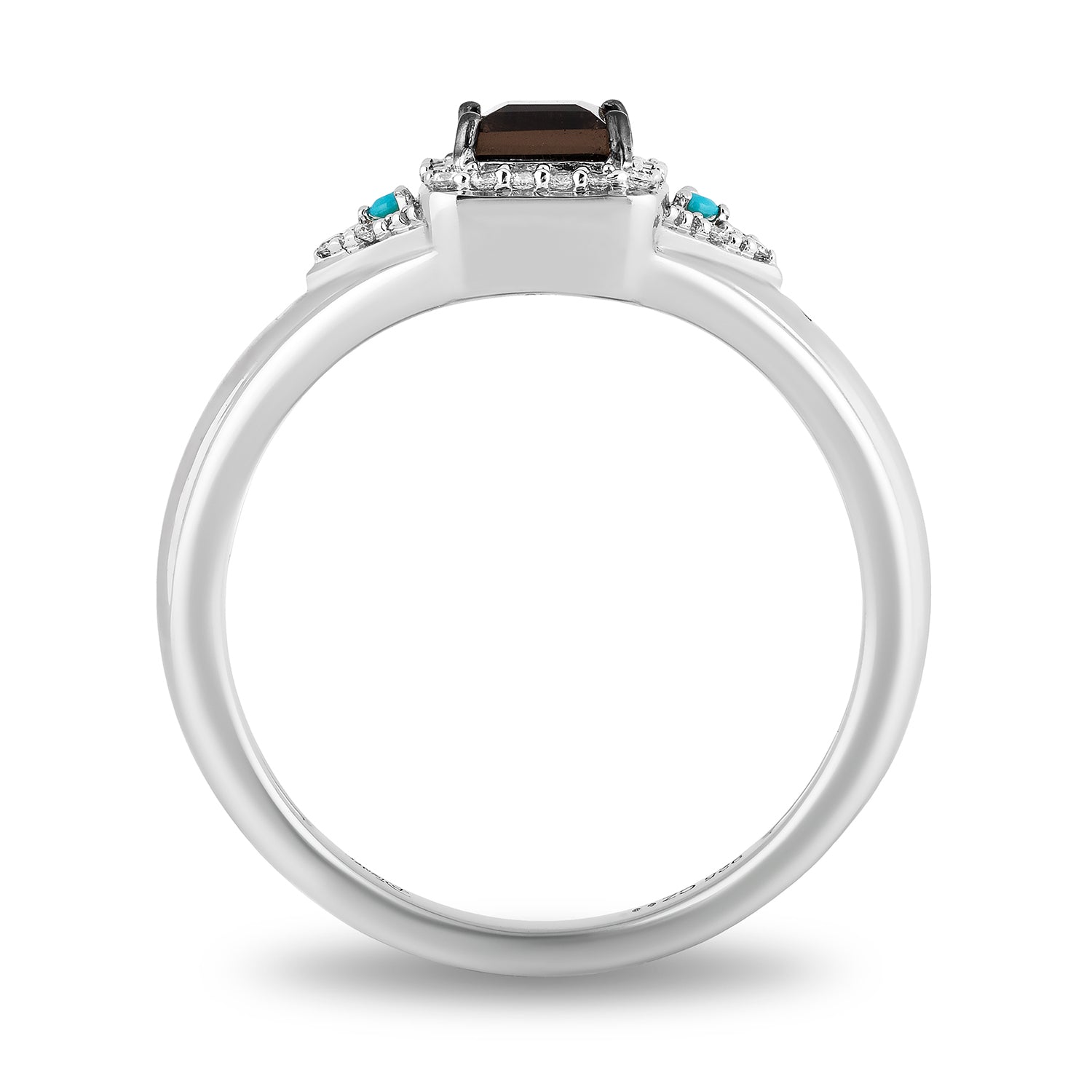 Disney Pocahontas Inspired Diamond with Smokey Quartz and Turquoise Ring in Sterling Silver 1 10 CTTW Enchanted Disney Fine Jewelry