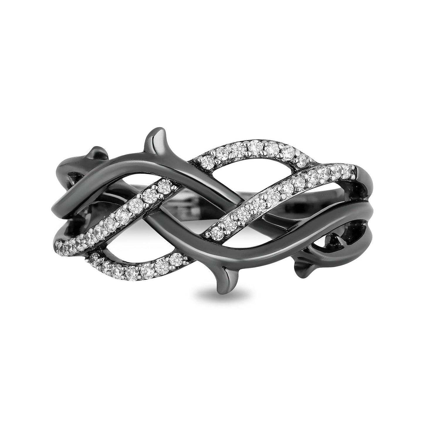 Enchanted Disney Fine Jewelry Black Rhodium over Sterling Silver with 1/6 CTTW Diamond Maleficent Ring