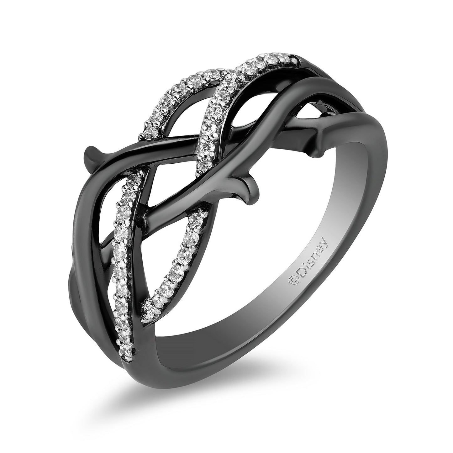 Enchanted Disney Fine Jewelry Black Rhodium over Sterling Silver with 1/6 CTTW Diamond Maleficent Ring