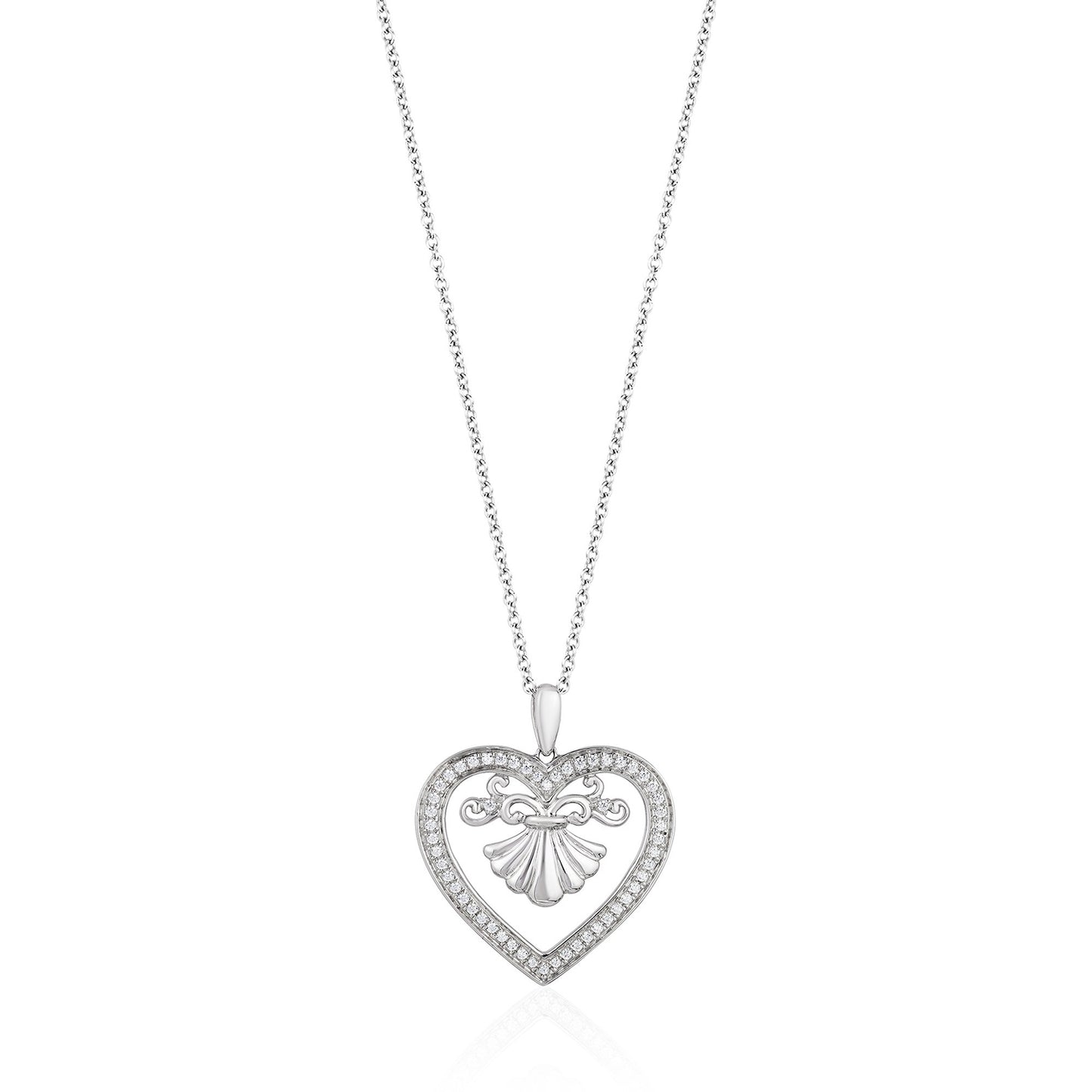 Enchanted Disney Fine Jewelry Sterling Silver with 1/5 CTTW Disney Fashion Ariel Pendant Necklace
