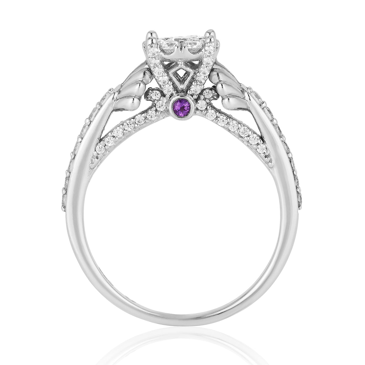 Diamond ring with amethyst accents best sale