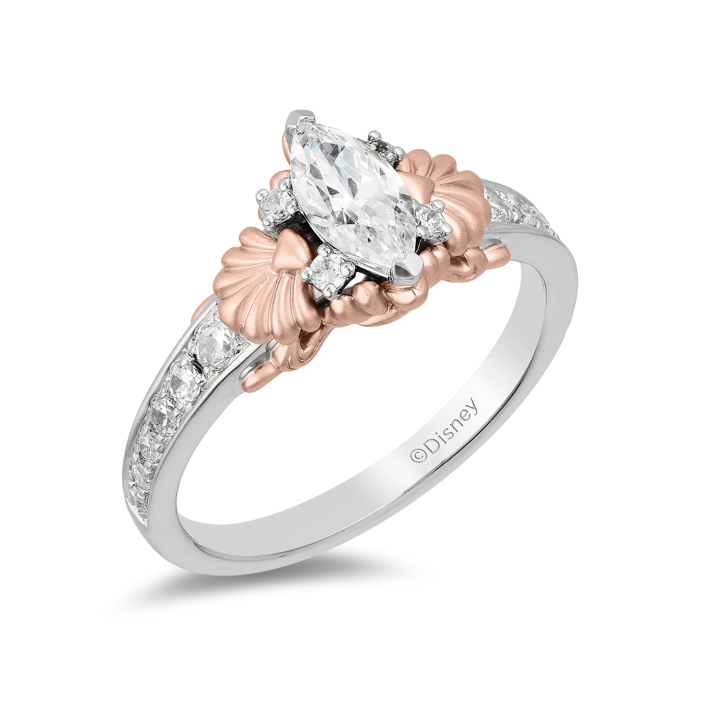 Enchanted Disney Fine Jewelry 14K White Gold and Rose Gold with 3/4 CTTW Diamond Ariel Engagement Ring