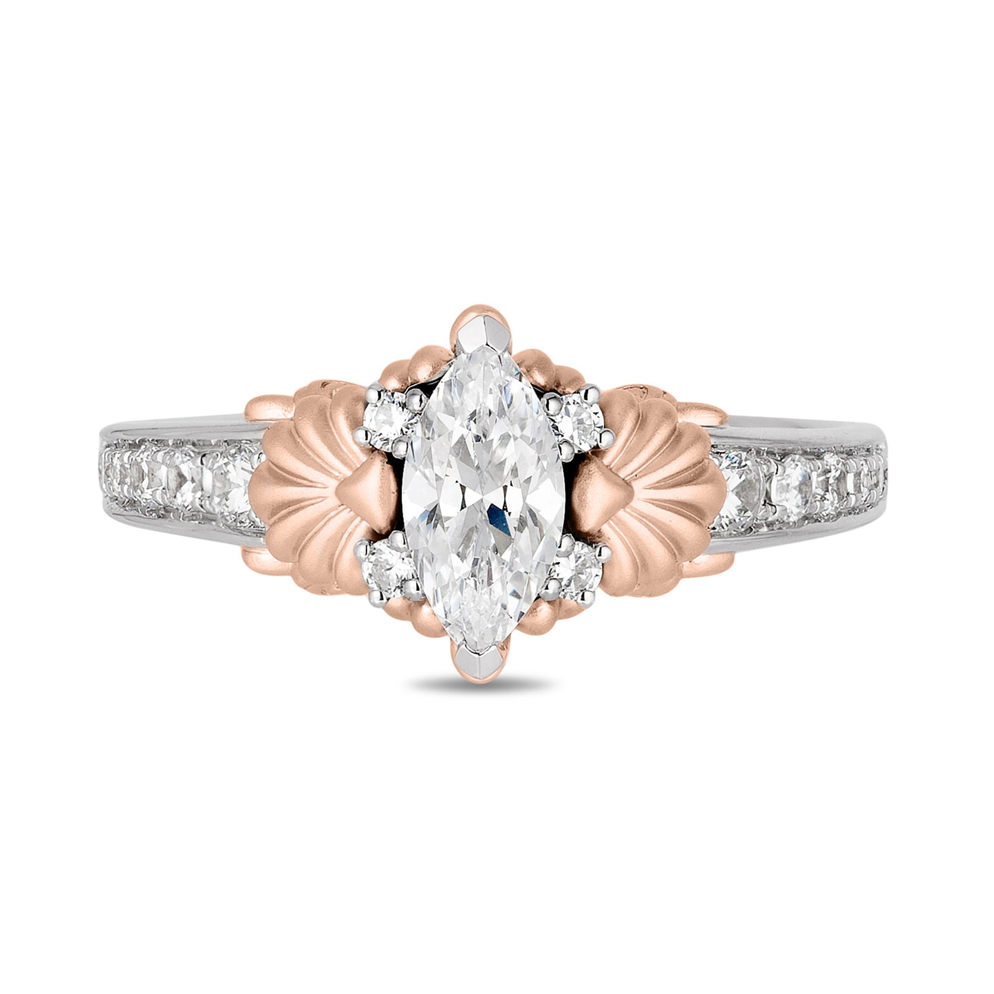 Enchanted Disney Fine Jewelry 14K White Gold and Rose Gold with 3/4 CTTW Diamond Ariel Engagement Ring
