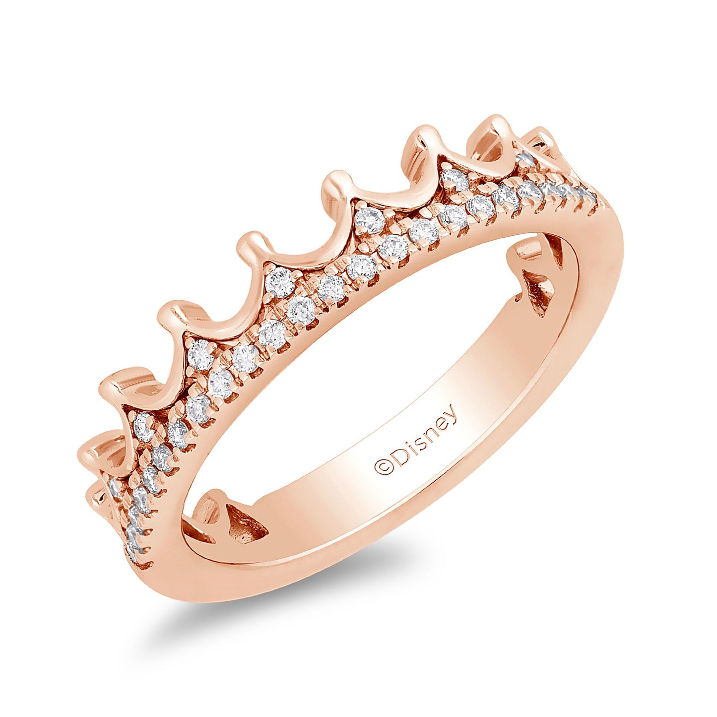 Enchanted Disney Fine Jewelry 14K Rose Gold With 1/6 CTTW Diamond Majestic Princess Anniversary Ring