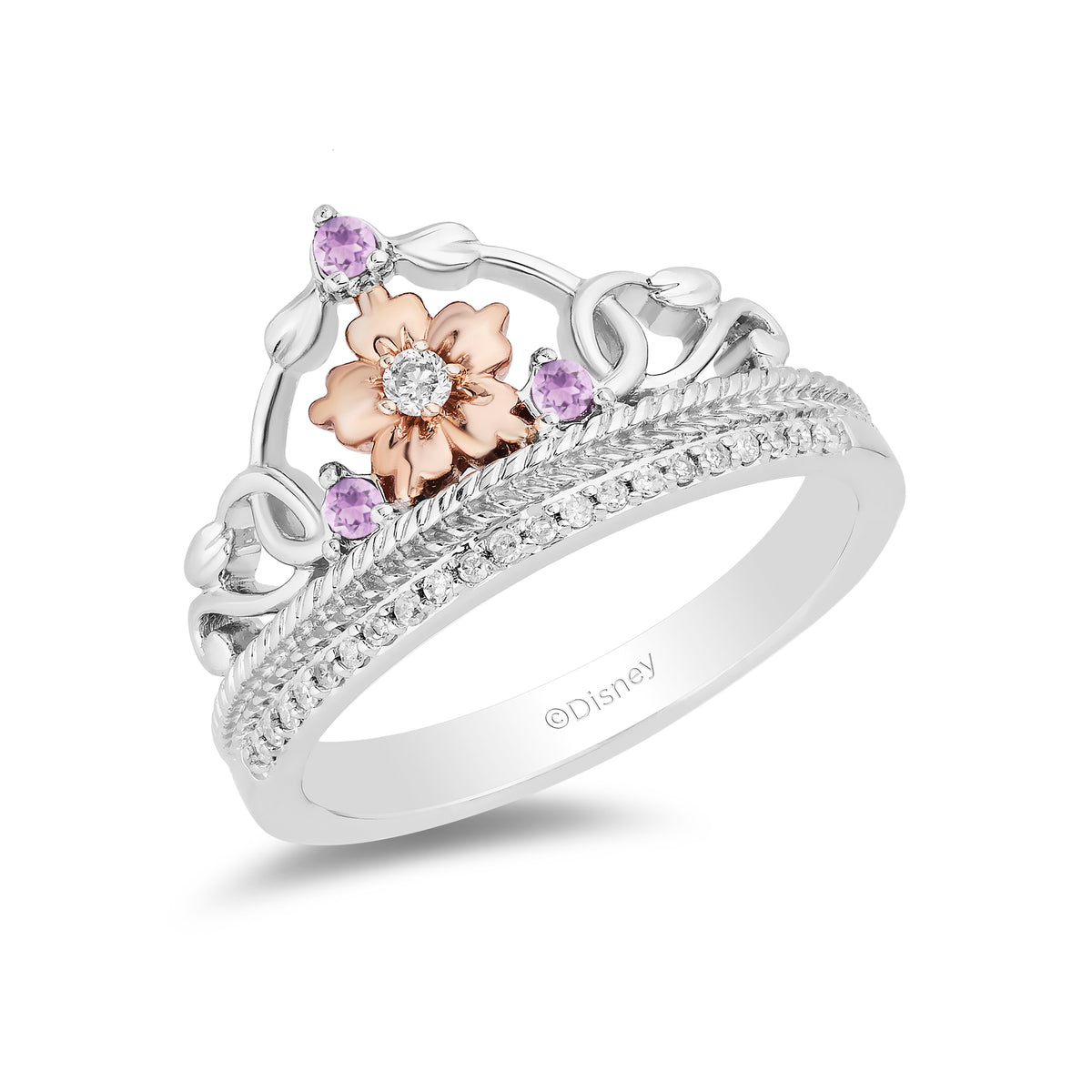 Disney Aurora Inspired Diamond & Sapphire Pendant Rose Gold 1/10 Cttw | Enchanted Disney Fine Jewelry