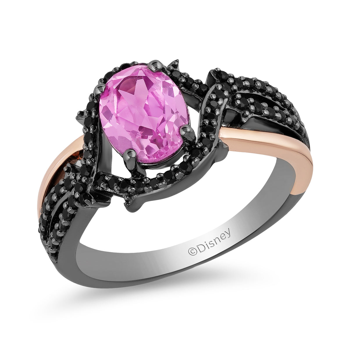 Floral Pink Tourmaline Engagement Ring, Rose Flower Ring, Unique 1.00 Carat  14K Black Gold Handmade