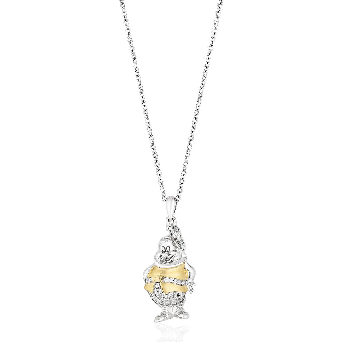 Disney Snow White Inspired Diamond Dwarf Pendant Necklace Yellow Gold over Sterling Silver 1 10 CTTW Enchanted Disney Fine Jewelry