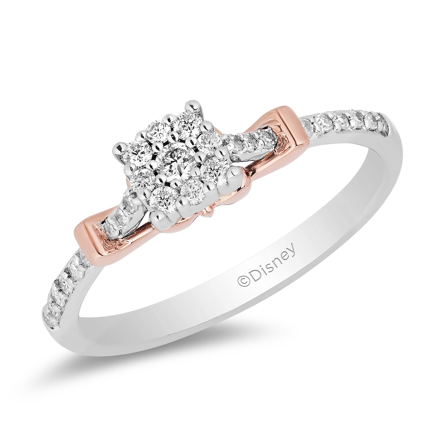 Disney Snow White Inspired Diamond Promise Ring 10K Rose Gold 1/5 CTTW View 1