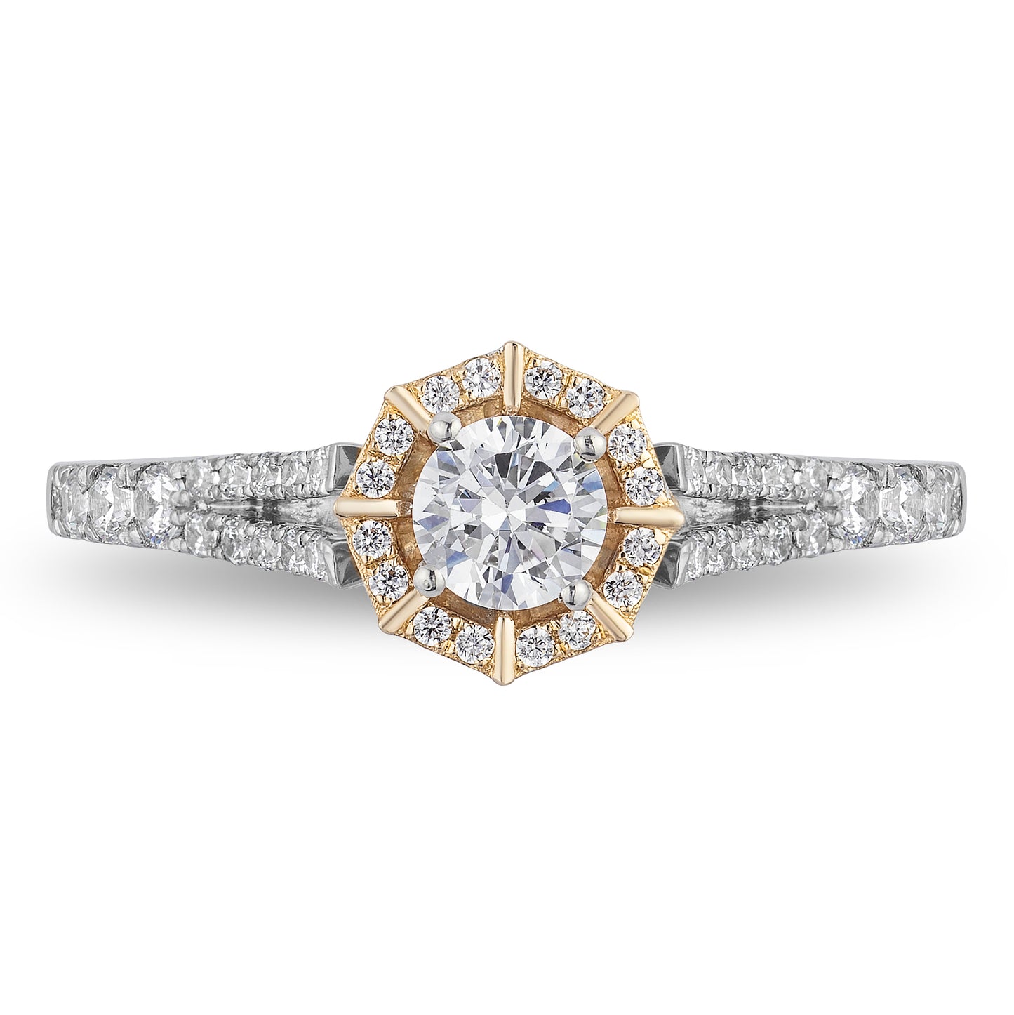 Enchanted Disney Fine Jewelry 14K White Gold and Yellow Gold 3/4 CTTW Mulan Engagement Ring