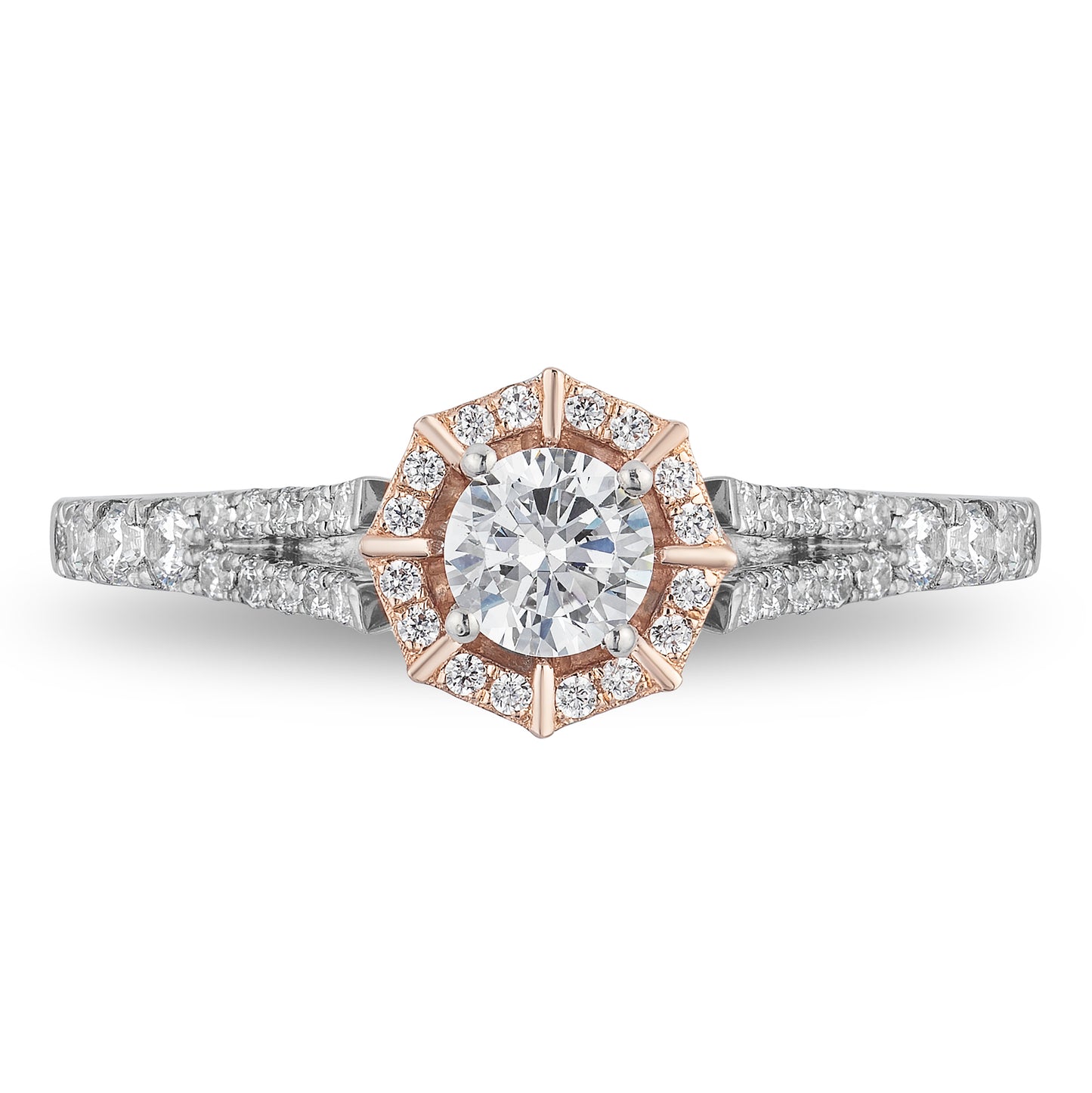 Enchanted Disney Fine Jewelry 14K White Gold and Rose Gold 3/4 CTTW Mulan Engagement Ring