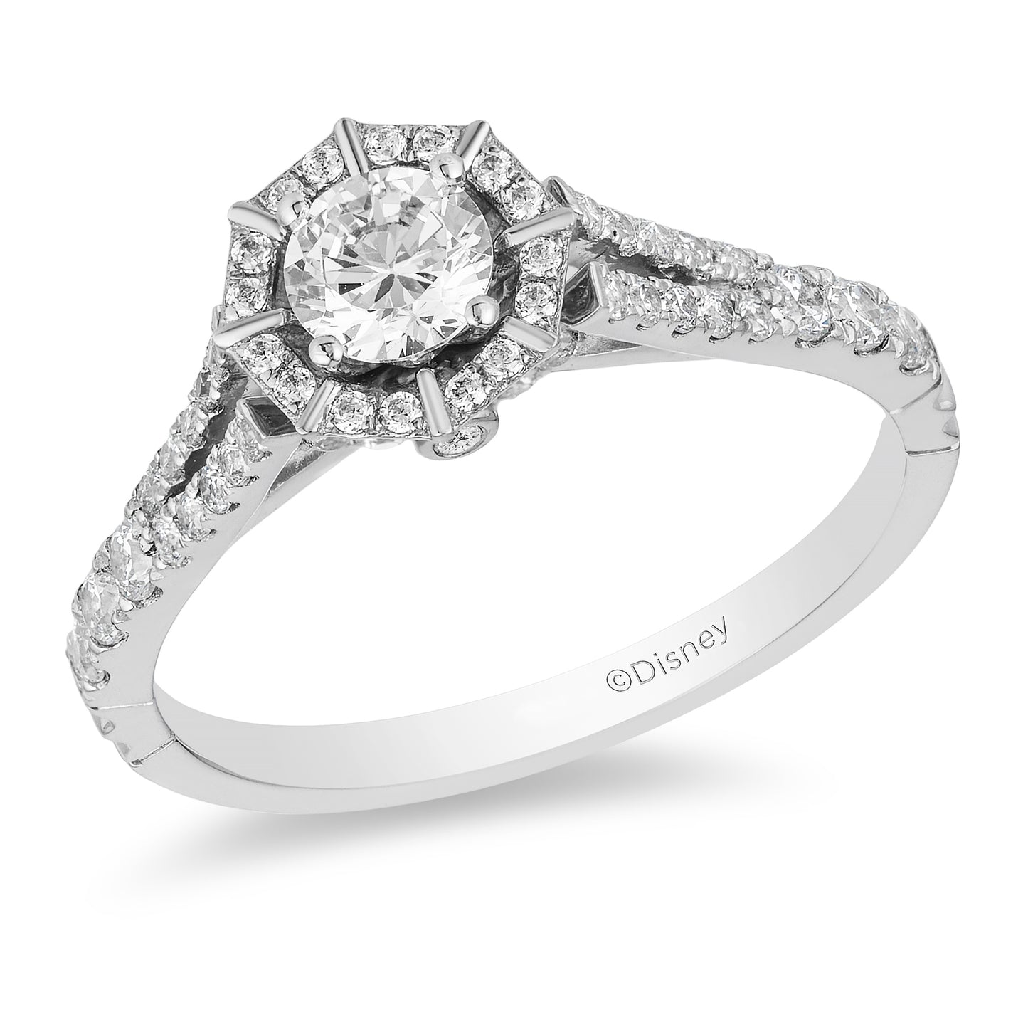 Enchanted Disney Fine Jewelry 14K White Gold 3/4 CTTW Mulan Engagement Ring