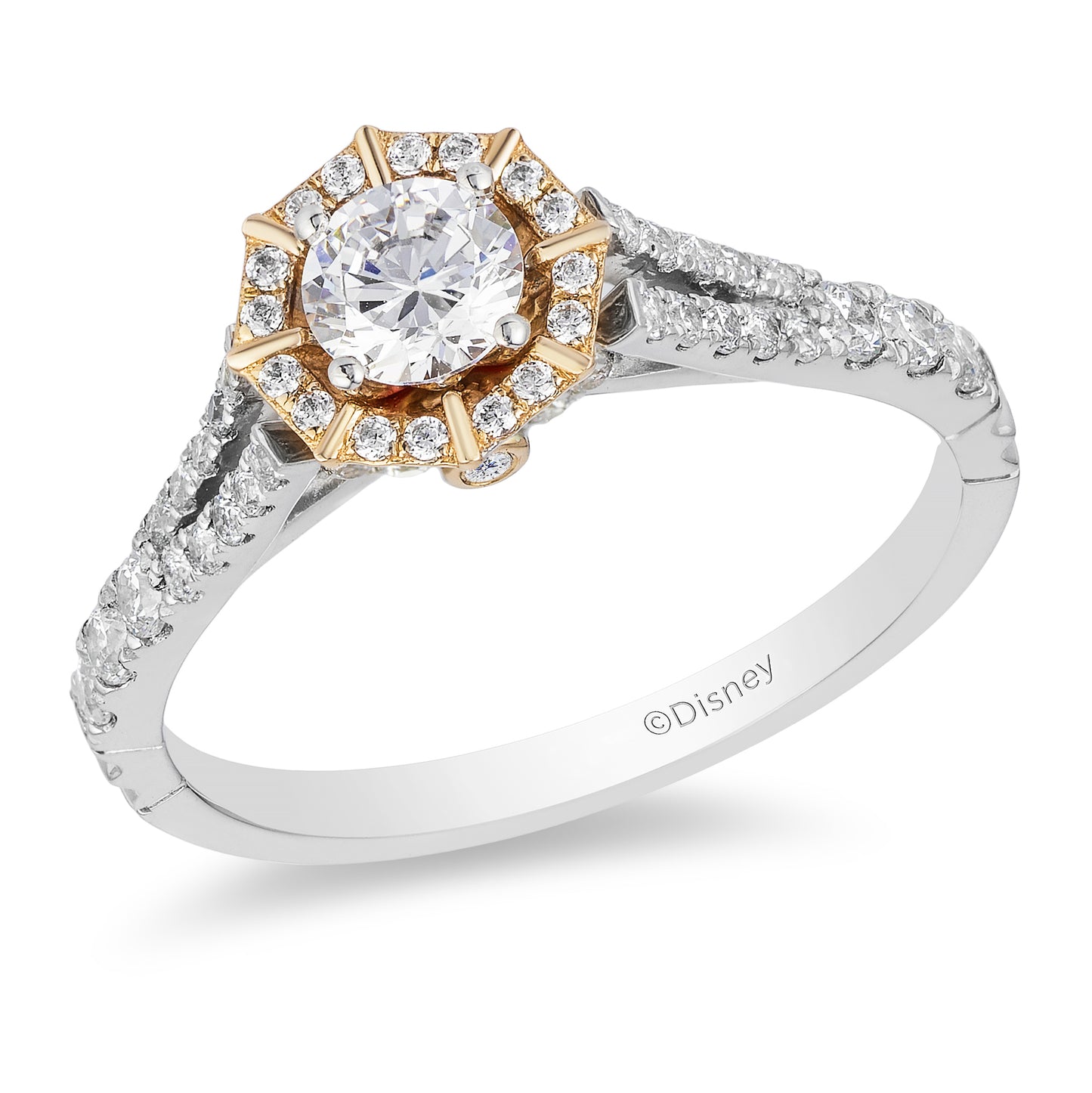 Enchanted Disney Fine Jewelry 14K White Gold and Yellow Gold 3/4 CTTW Mulan Engagement Ring