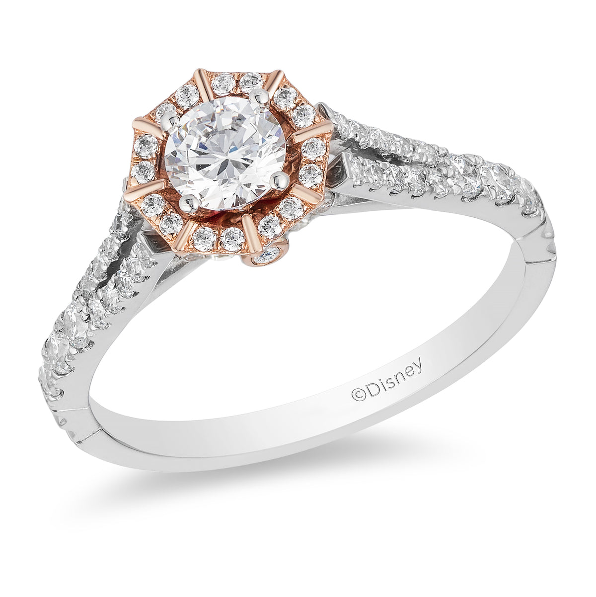 Disney Mulan Inspired Engagement Ring in 14K White Gold Rose Gold 3 4 CTTW Enchanted Disney Fine Jewelry