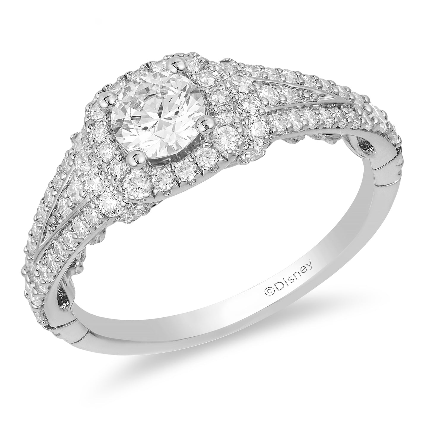 Enchanted Disney Fine Jewelry 14K White Gold with 1 CTTW Rapunzel Engagement Ring