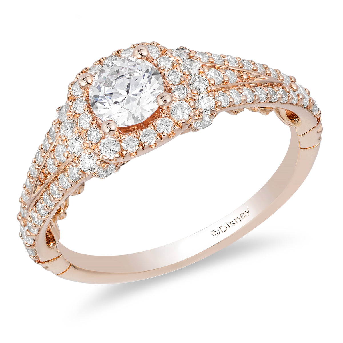 Randall Rings Disney Rapunzel Inspired Diamond Engagement Ring in 14K Rose Gold 1 ...