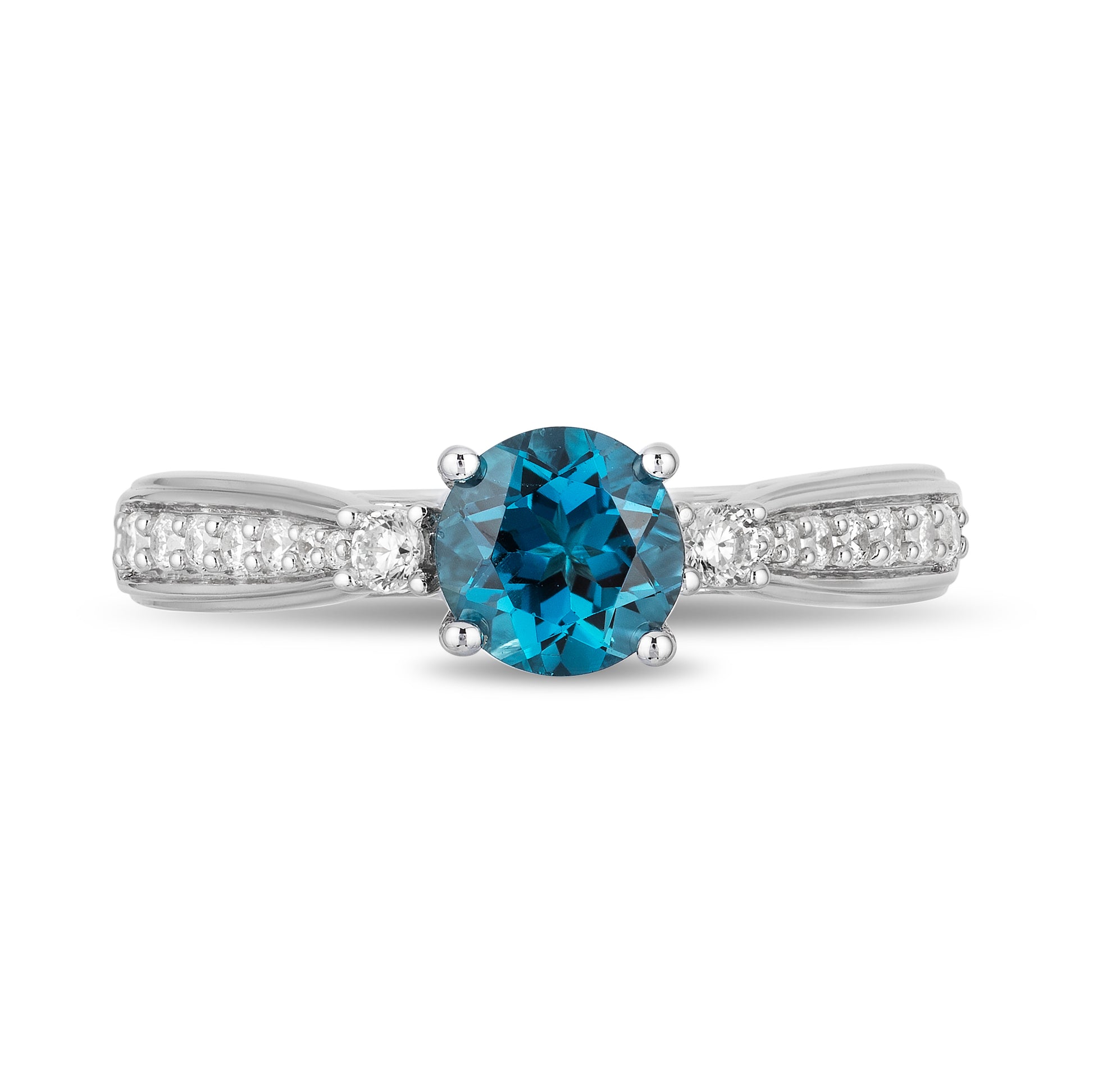 Disney Cinderella Inspired Diamond and London Blue Topaz Ring in Sterling Silver 1/5 CTTW View 3