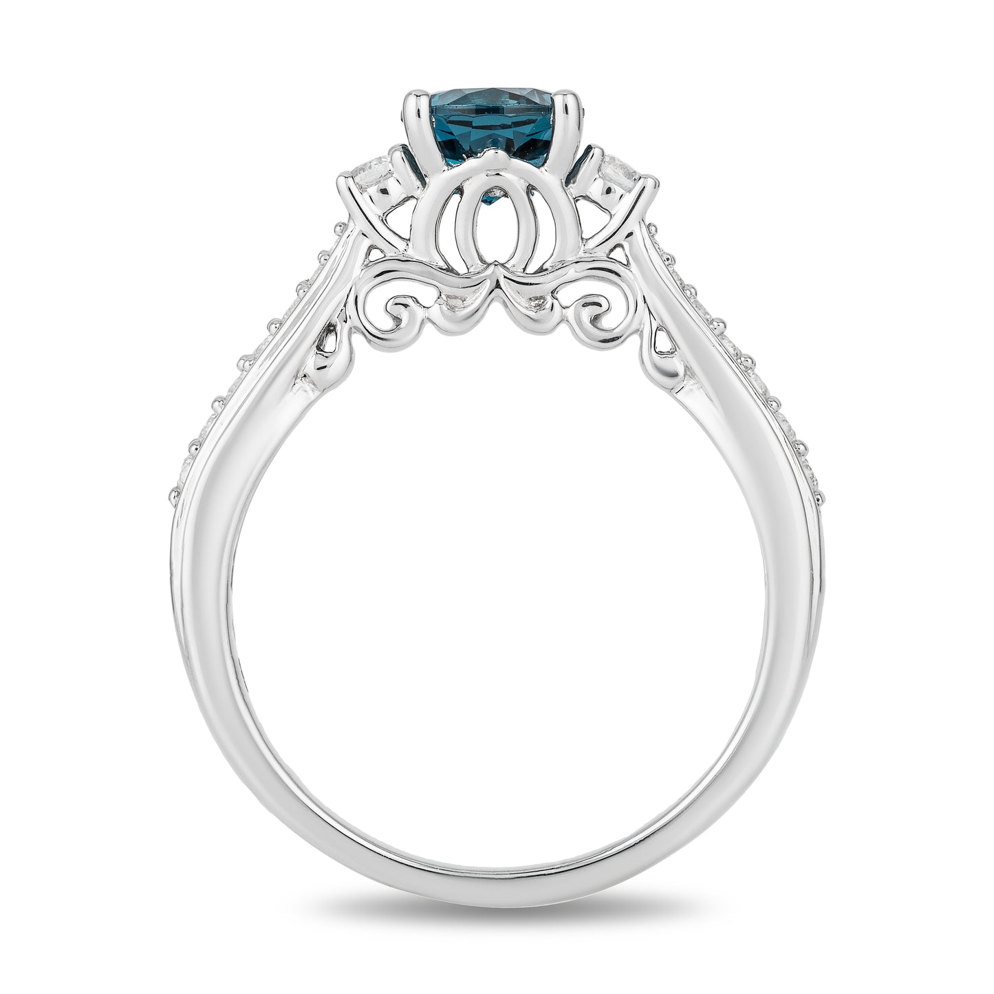 Disney Cinderella Inspired Diamond and London Blue Topaz Ring in Sterling Silver 1/5 CTTW View 4
