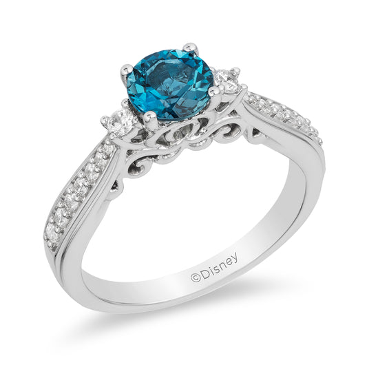 Disney Cinderella Inspired Diamond and London Blue Topaz Ring in Sterling Silver 1/5 CTTW View 1