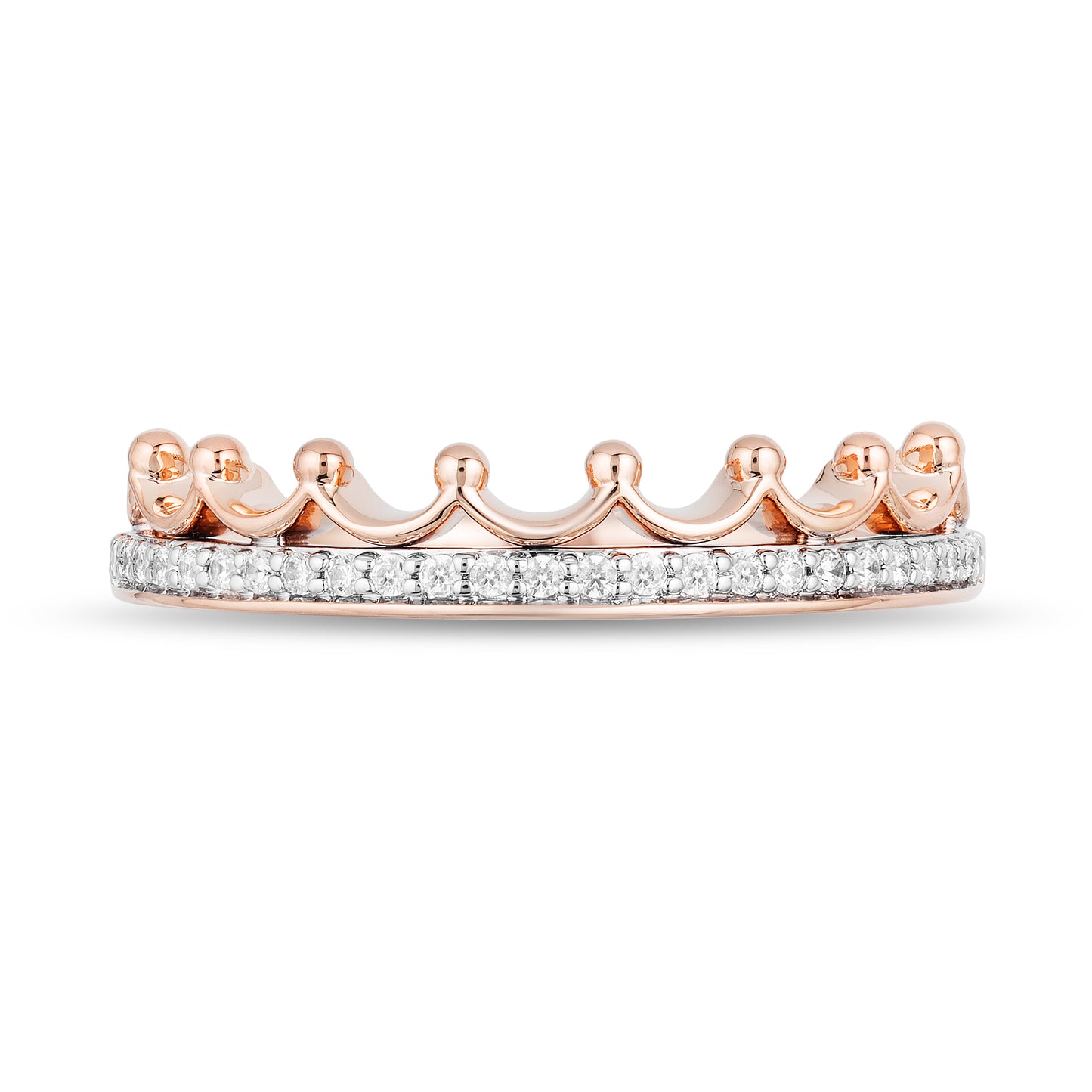 Enchanted Disney Fine Jewelry 10K Rose Gold 1/10 CTTW Diamond Majestic Princess Tiara Ring