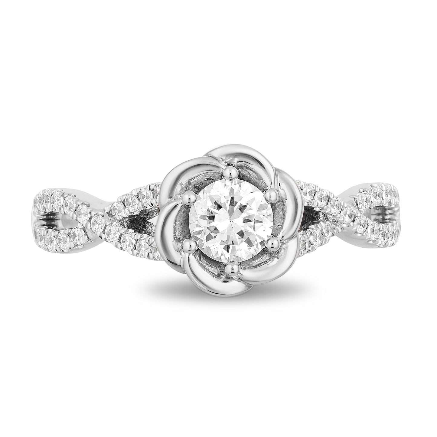 Enchanted Disney Fine Jewelry 14K White Gold with 1/2 CTTW Diamond Belle Bridal Ring