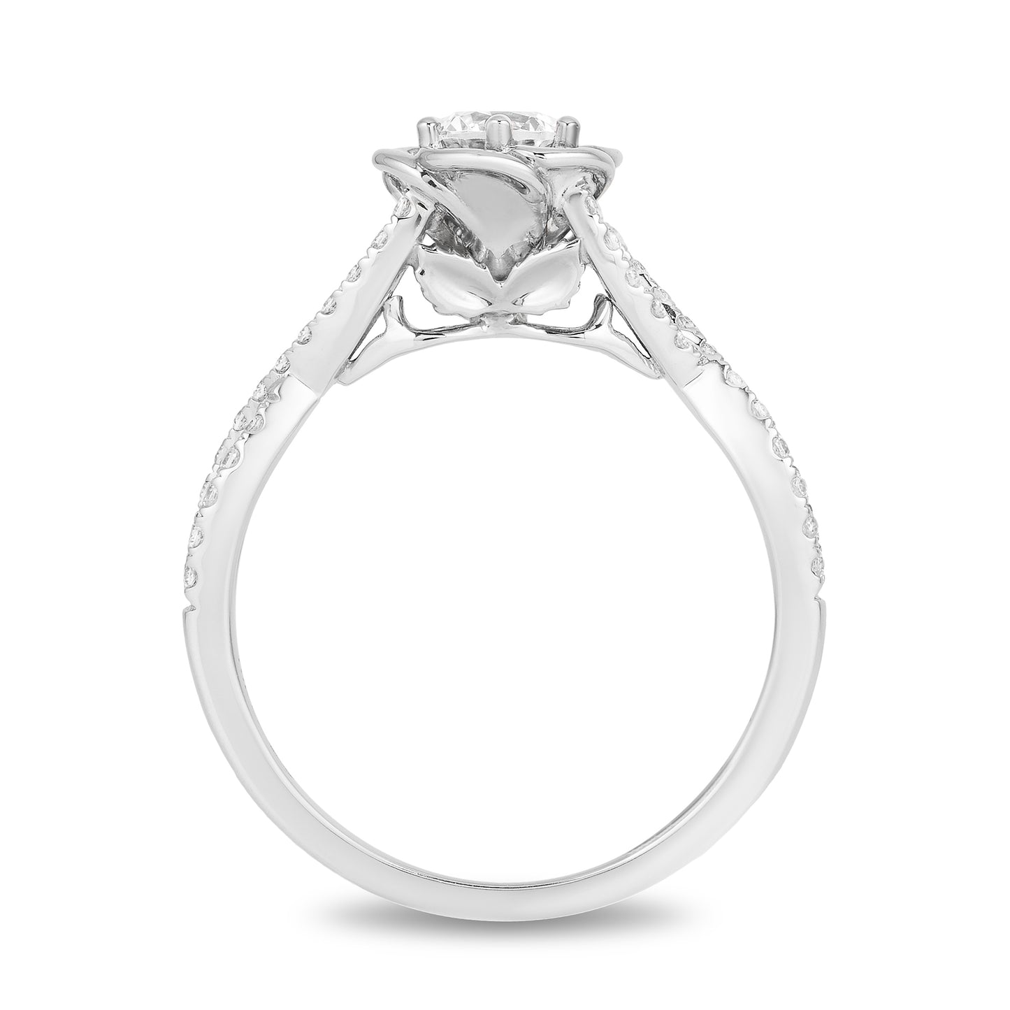 Enchanted Disney Fine Jewelry 14K White Gold with 1/2 CTTW Diamond Belle Bridal Ring