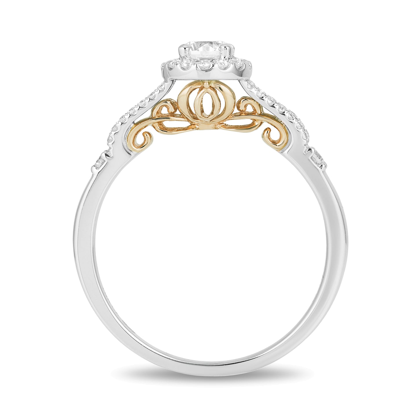 Enchanted Disney Fine Jewelry 14K White Gold and Yellow Gold With 1/2 CTTW Diamond Cinderella Engagement Ring