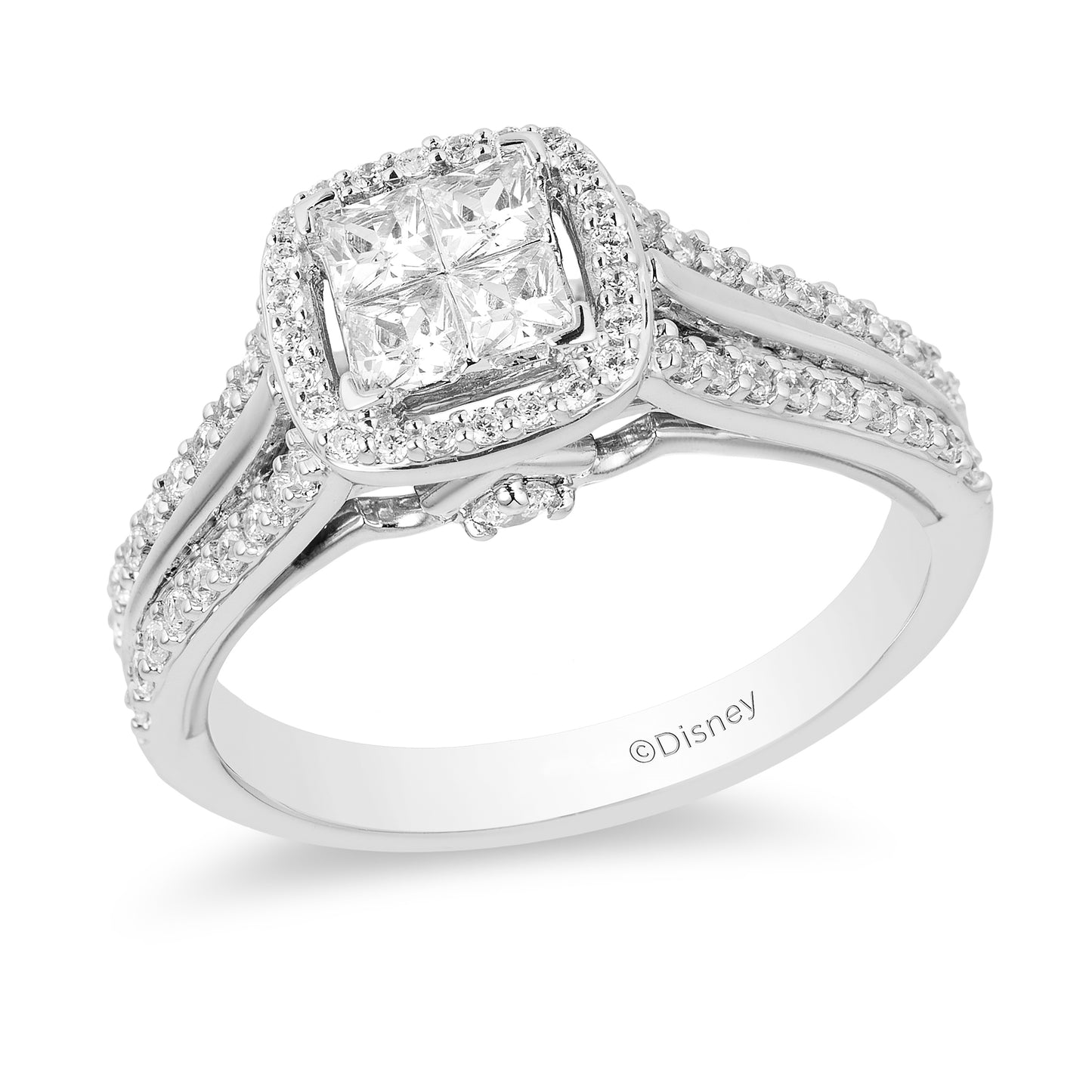 Enchanted Disney Fine Jewelry 14K White Gold with 3/4 CTTW Diamond Aurora Engagement Ring