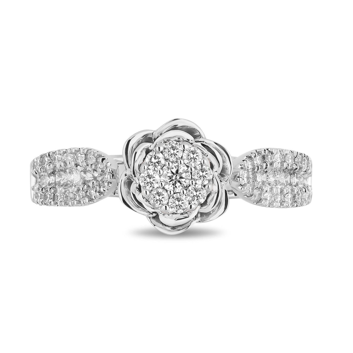 Enchanted Disney Fine Jewelry 14K White Gold with 3/4 CTTW Belle Rose Bridal Set