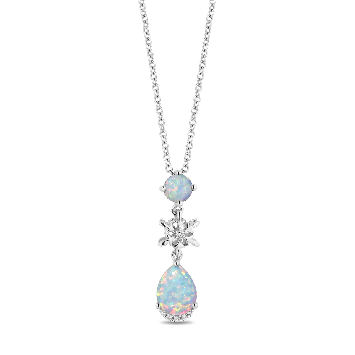 Disney Elsa Inspired Snowflake Necklace Sterling Silver 1 20 CTTW Enchanted Disney Fine Jewelry