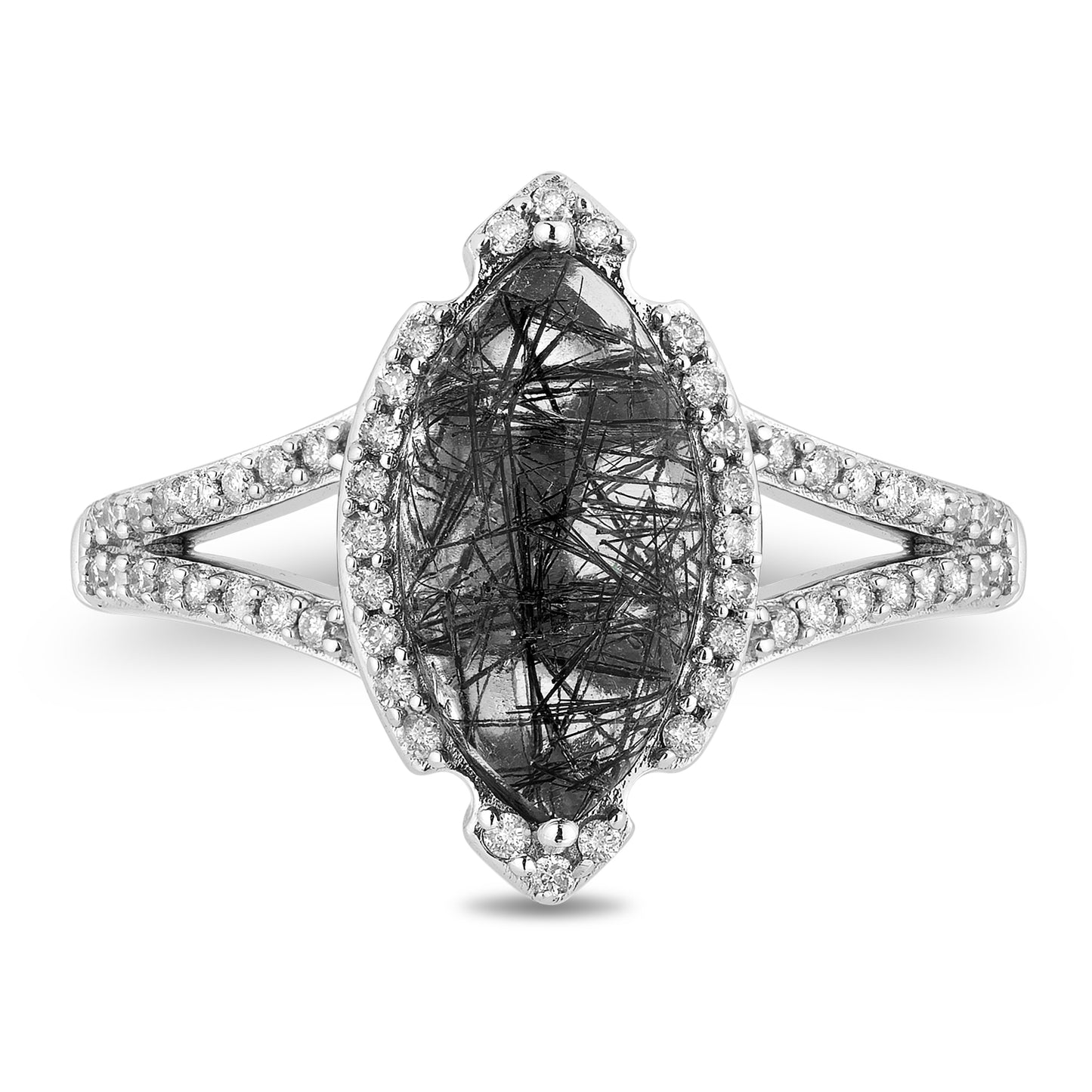 Enchanted Disney Fine Jewelry Sterling Silver 1/3 CTTW Diamond and Rutile Quartz Maleficent Ring