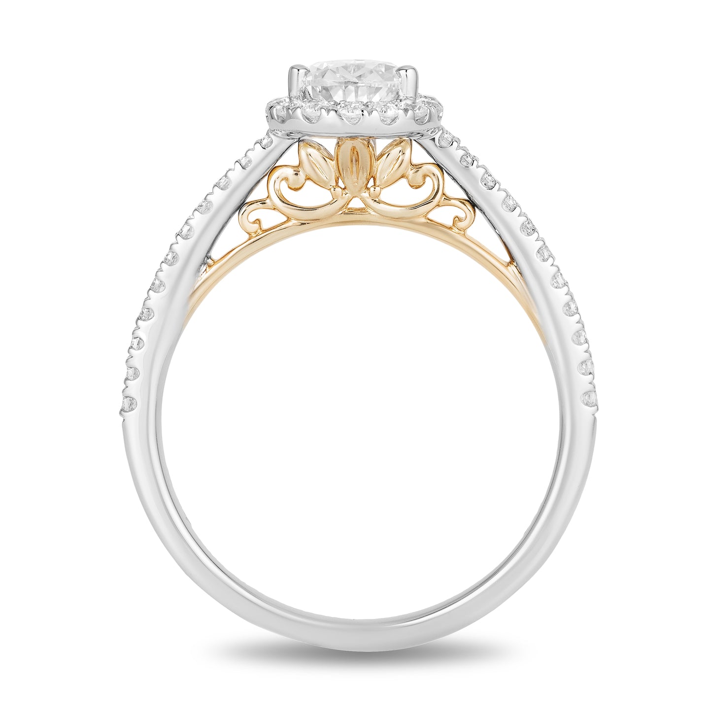 Enchanted Disney Fine Jewelry 14K White Gold and Yellow Gold With 3/4 CTTW Diamond Rapunzel Engagement Ring