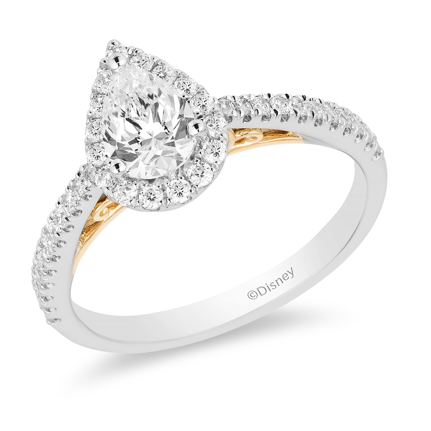 Enchanted Disney Fine Jewelry 14K White Gold and Yellow Gold With 3/4 CTTW Diamond Rapunzel Engagement Ring