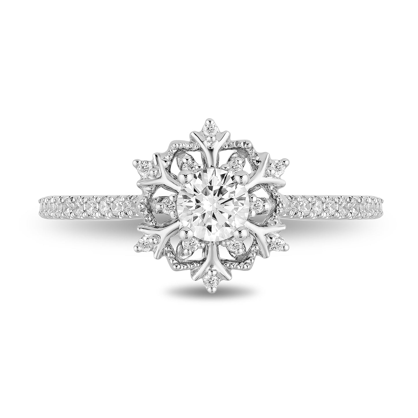 Enchanted Disney Fine Jewelry 14K White Gold with 1/2 CTTW Diamond Elsa Engagement Ring