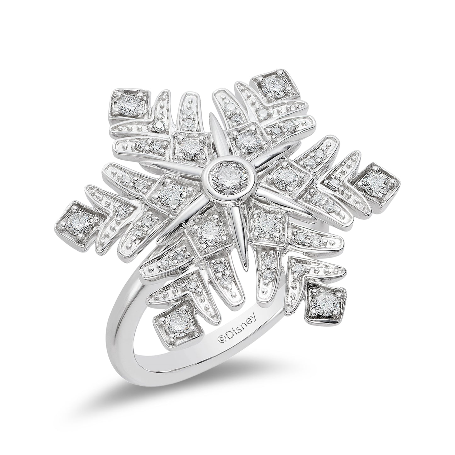 Enchanted Disney Fine Jewelry 14K White Gold with 1/2 CTTW Elsa Snowflake Ring