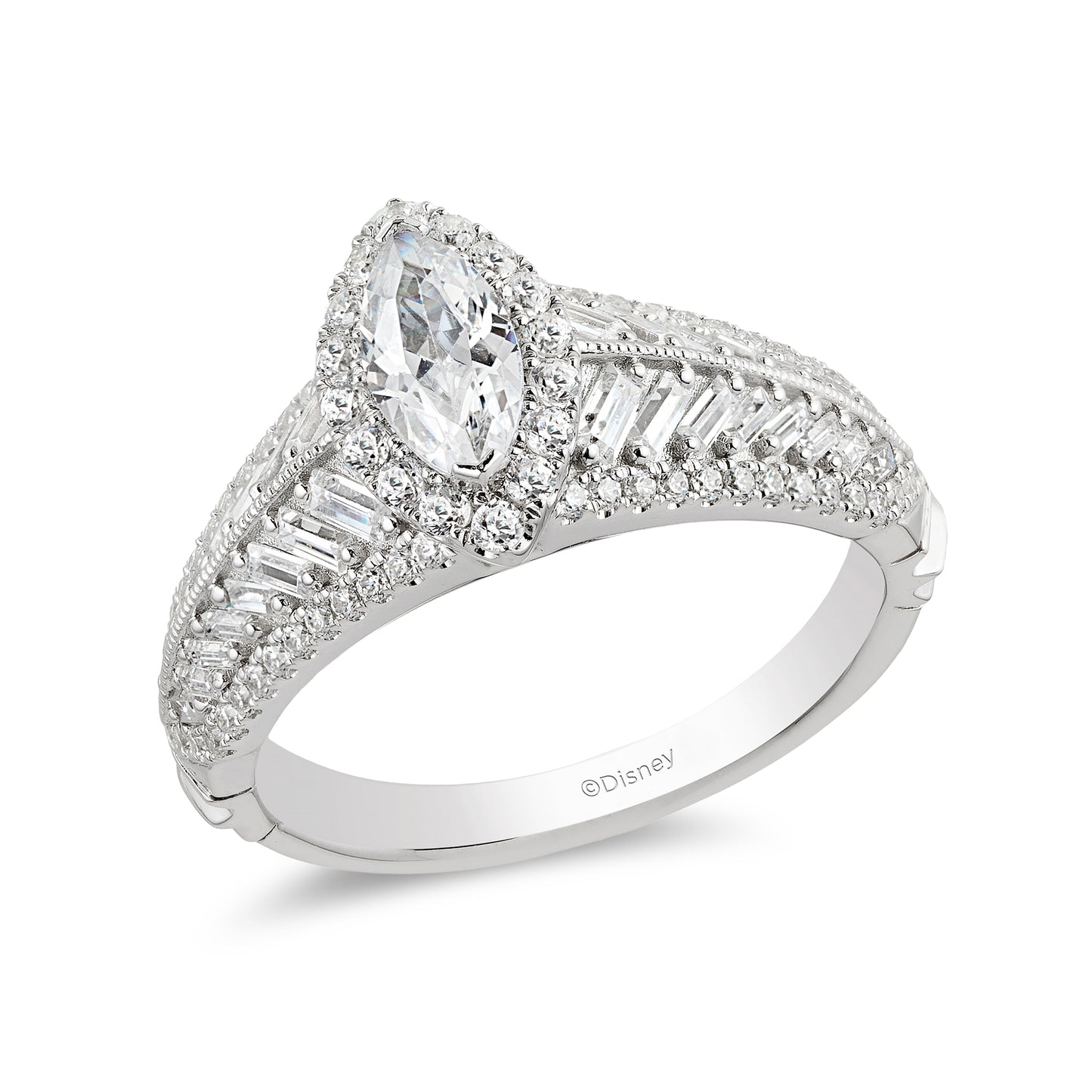 Enchanted Disney Fine Jewelry 14K White Gold 1 1/3 CTTW Pocahontas Engagement Ring