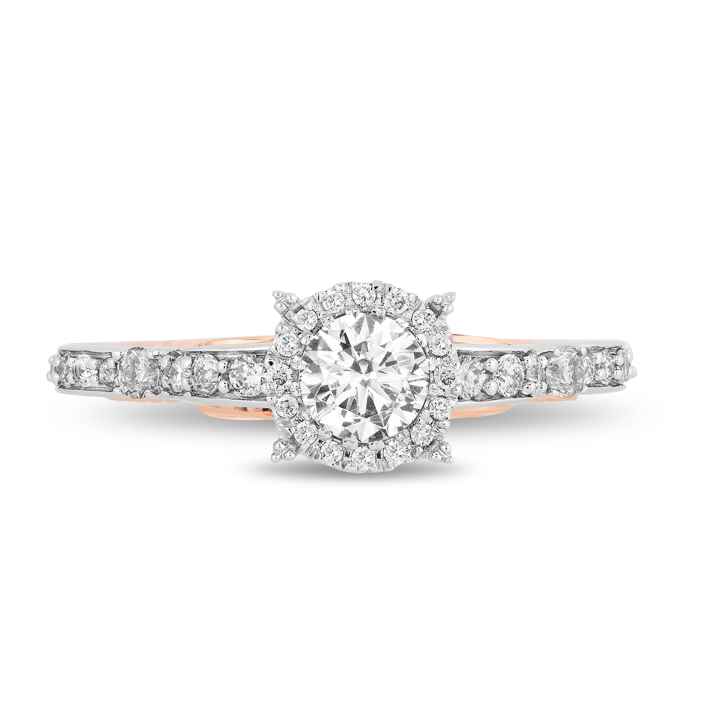 Disney Cinderella Inspired Diamond Engagement Ring in 14K White Gold and Rose Gold 1 1 10 CTTW Enchanted Disney Fine Jewelry