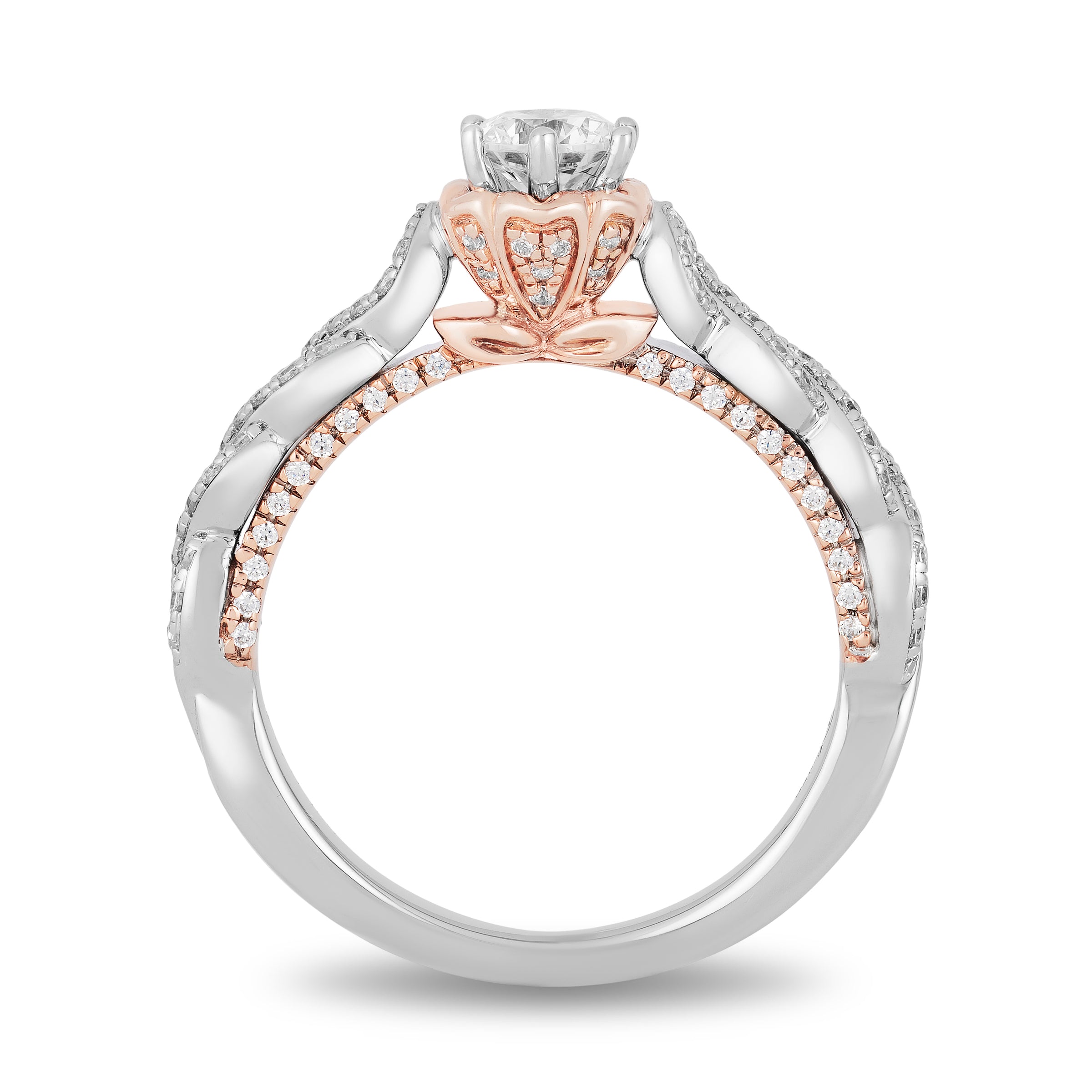 Disney Belle Inspired Diamond Engagement Ring 14K White & Rose Gold 9/ ...