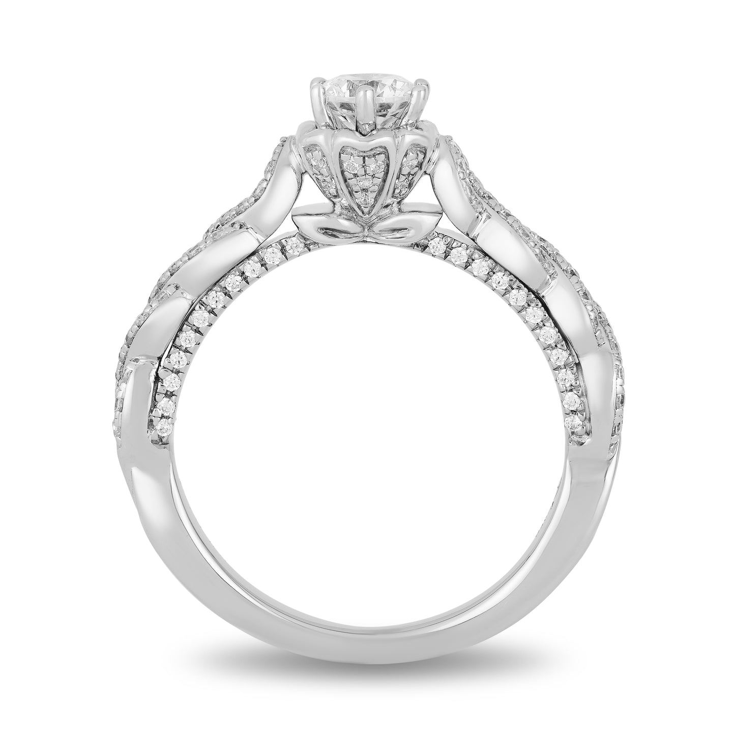 Enchanted Disney Fine Jewelry 14K White Gold with 9/10 CTTW Diamond Belle Engagement Ring
