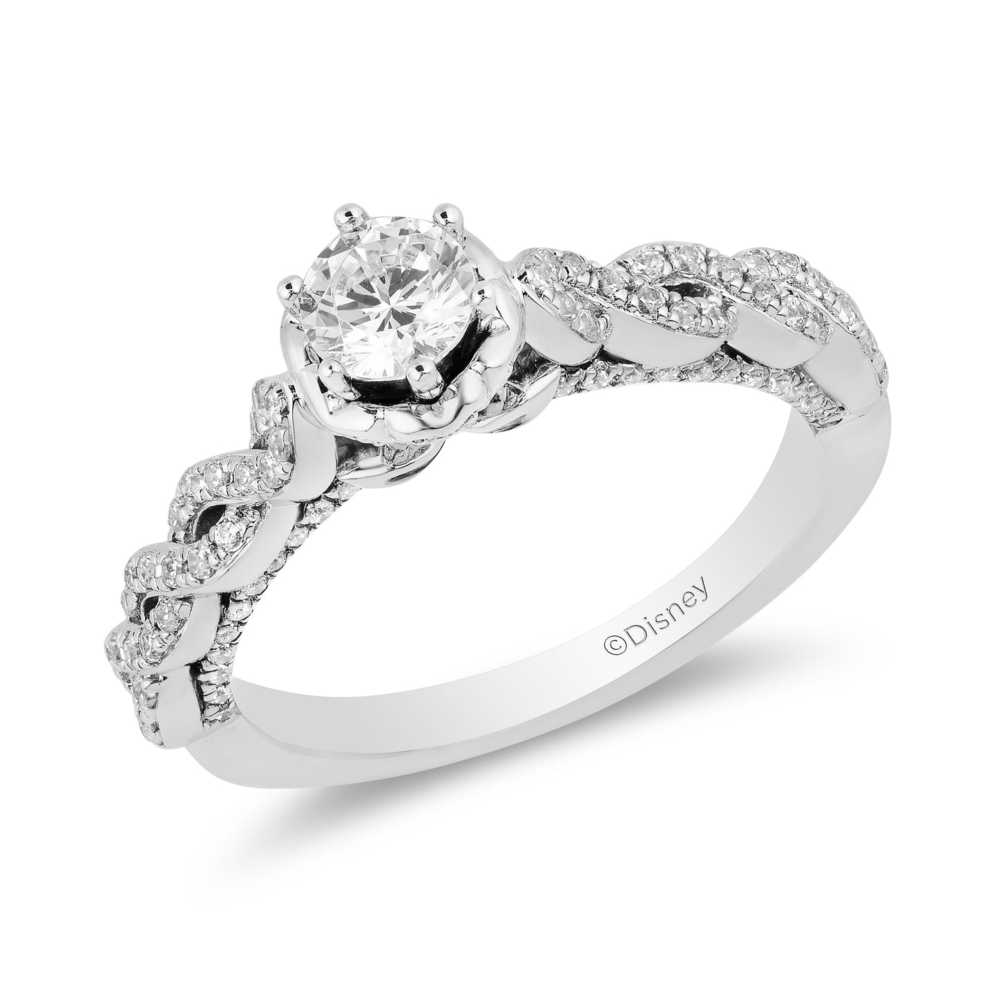 Enchanted Disney Fine Jewelry 14K White Gold with 9/10 CTTW Diamond Belle Engagement Ring