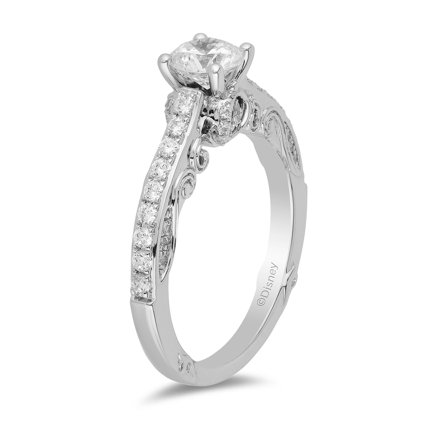 Enchanted Disney Fine Jewelry 14K White Gold with 1 CTTW Diamond Cinderella Engagement Ring