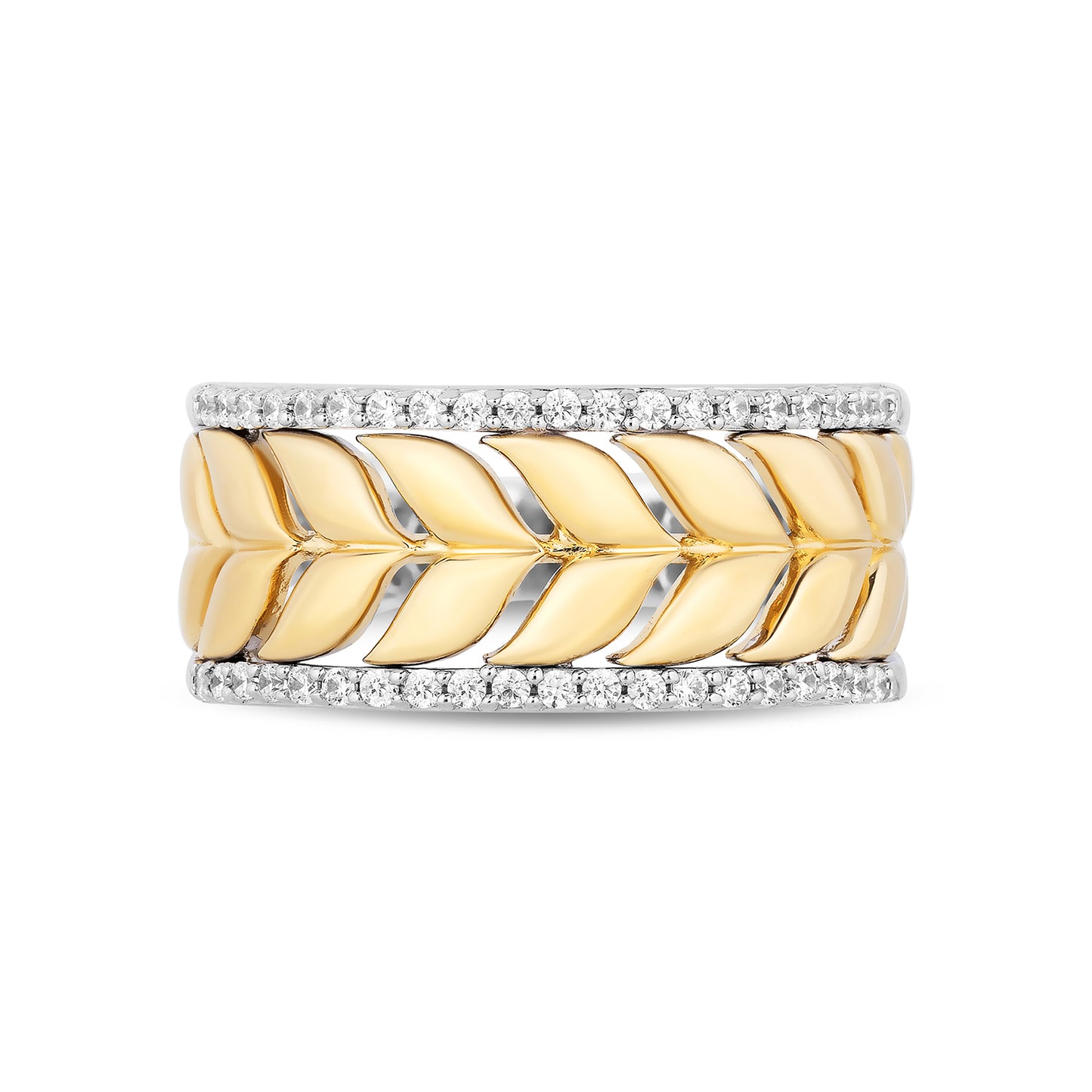 Enchanted Disney Fine Jewelry Sterling Silver and 10K Yellow Gold with 1/5 CTTW Diamond Anna Wheat Anniversary Band