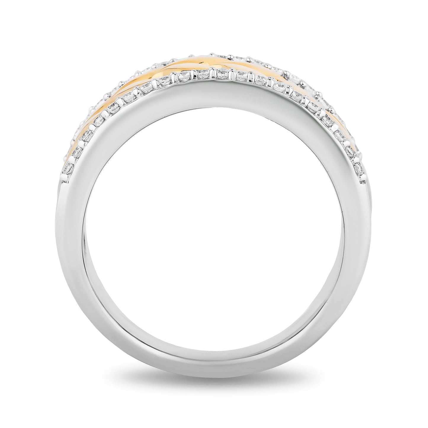 Enchanted Disney Fine Jewelry Sterling Silver and 10K Yellow Gold with 1/5 CTTW Diamond Anna Wheat Anniversary Band