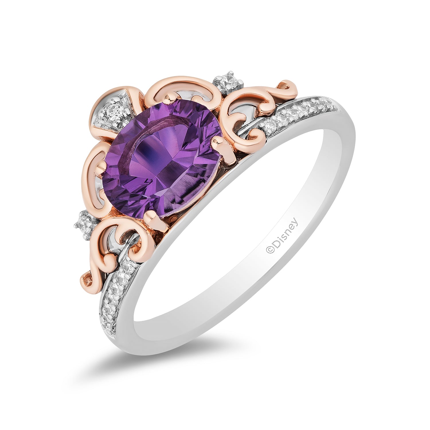 Disney Inspired Diamond Accent Ring in Sterling Silver and 10K Rose ...