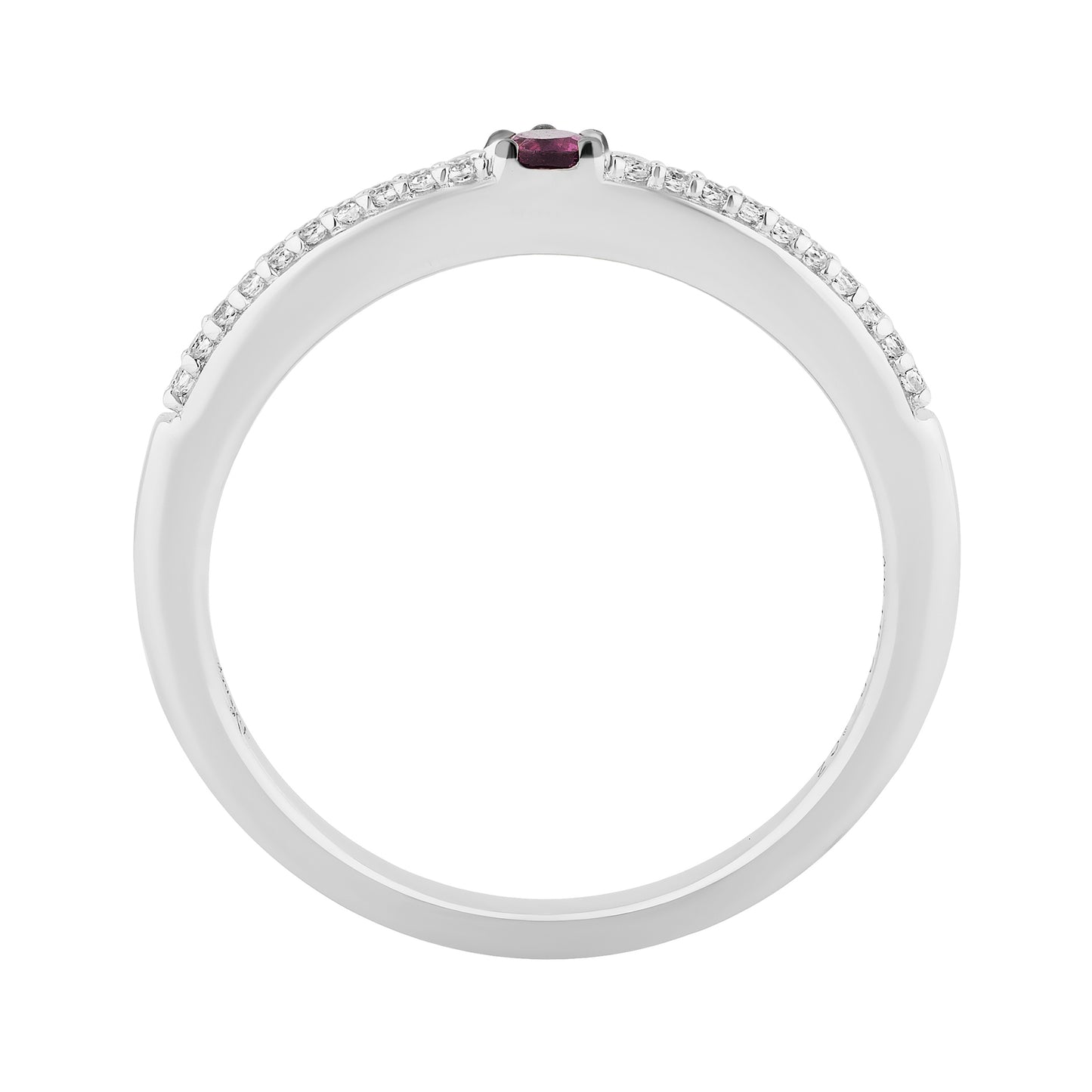 Disney Elsa Inspired Diamond with Round Swiss Blue Topaz and Rhodolite Garnet Ring in Sterling Silver and 10K Rose Gold 1/5 CTTW View 4