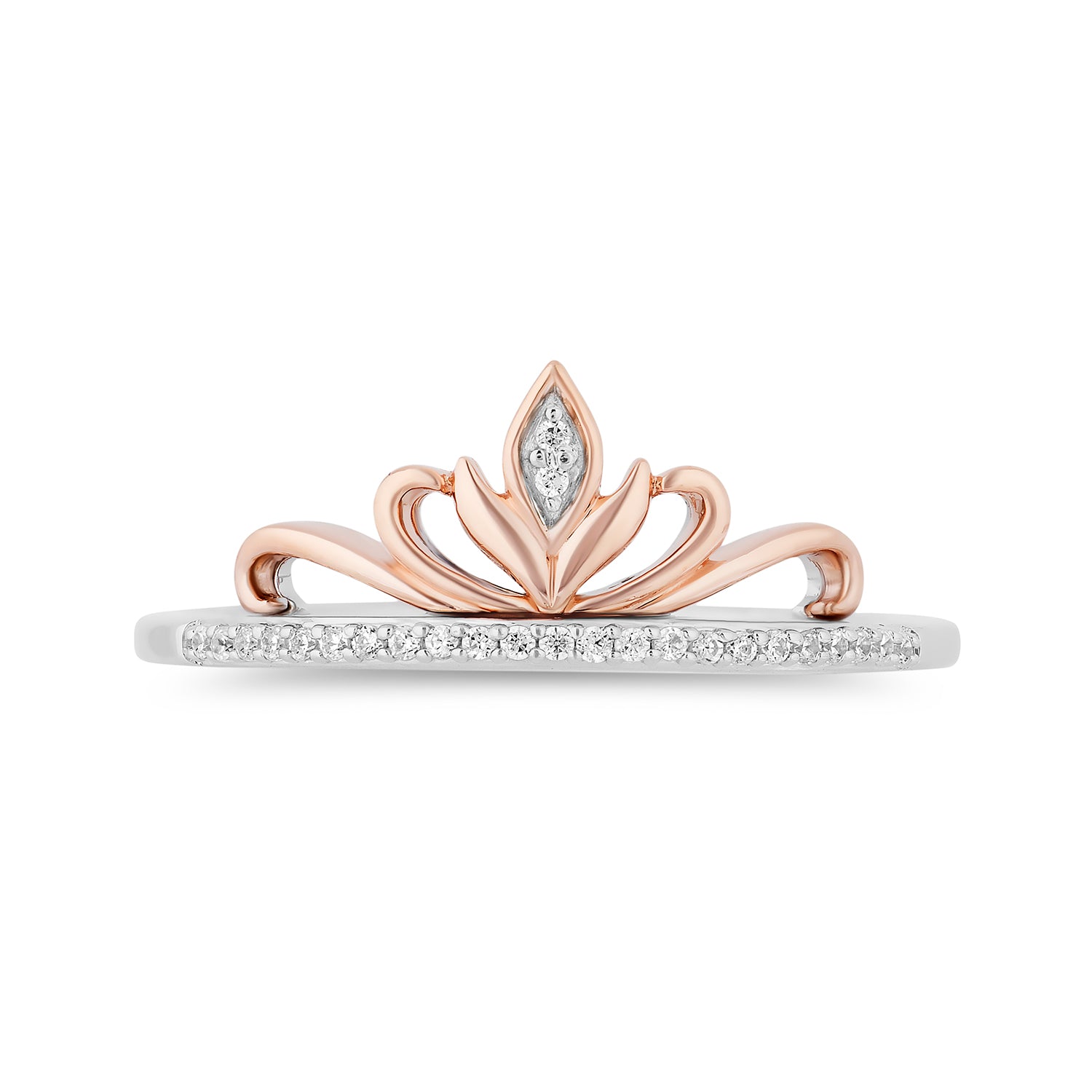 Disney Elsa Inspired Diamond Duo Stack Ring in Sterling Silver and 10K Rose Gold 1/6 CTTW View 3
