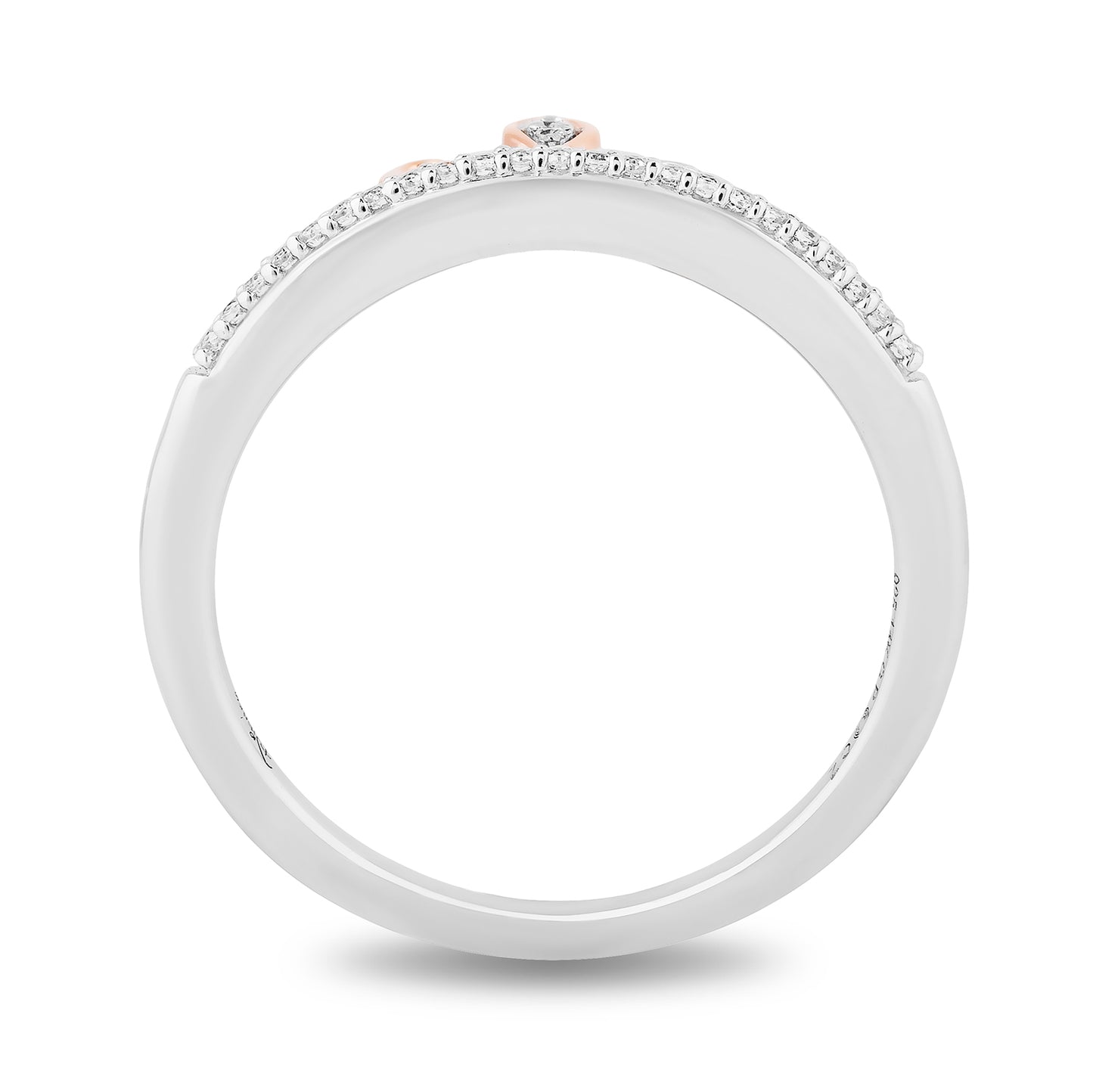 Disney Elsa Inspired Diamond Duo Stack Ring in Sterling Silver and 10K Rose Gold 1/6 CTTW View 5