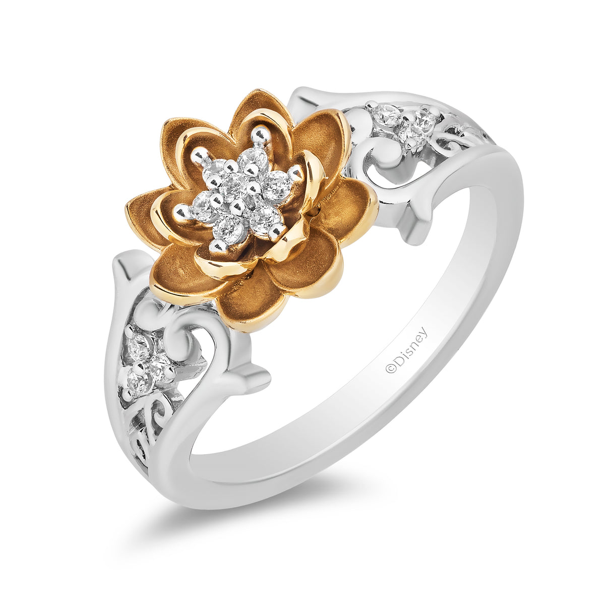 Disney Tiana Inspired Diamond Ring in Sterling Silver & 10K